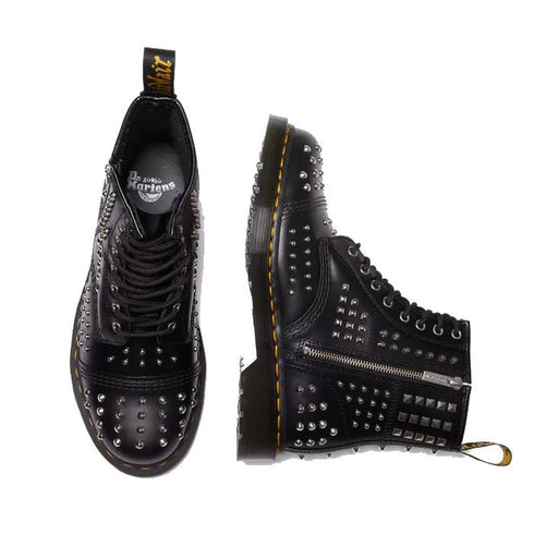 1460 Dr Martens Studded Zip Atlas Black Leather 8 Up Boot CLEARANCE